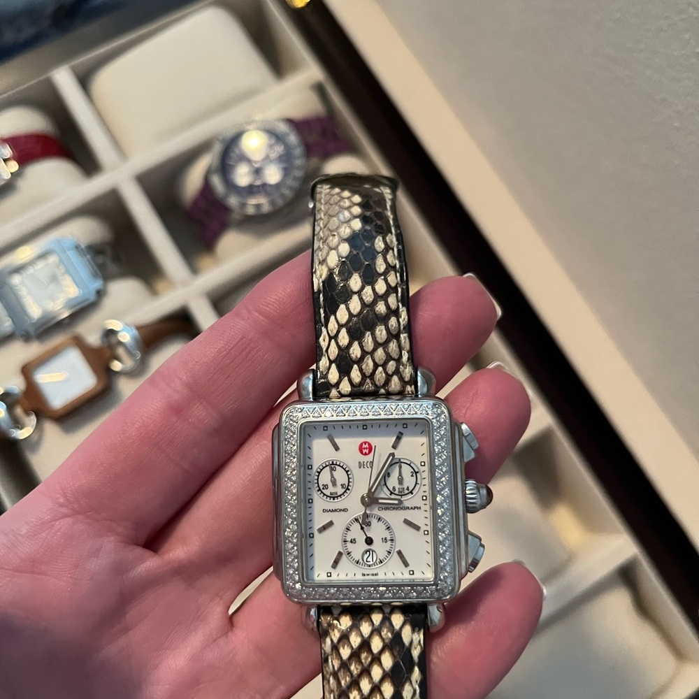Snake Print Watch with Silver Accents